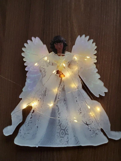 Christmas Tree Ornament Golden Angel Doll Treetop Star LED Glow - Image 5