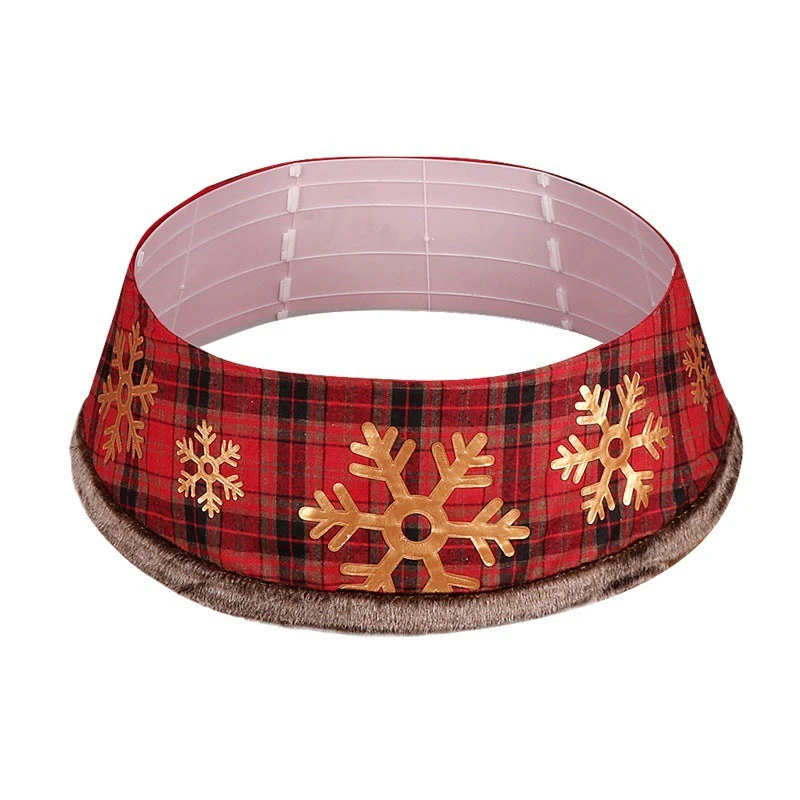 Christmas Tree Skirt Snowflake Checkered Non-woven Decoration