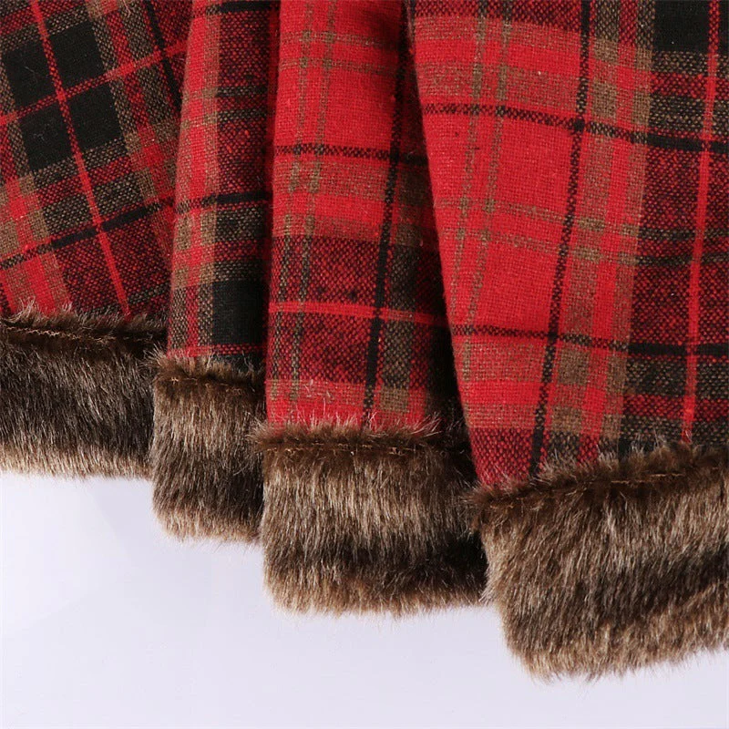 Christmas Tree Skirt Snowflake Checkered Non-woven Decoration - Image 3