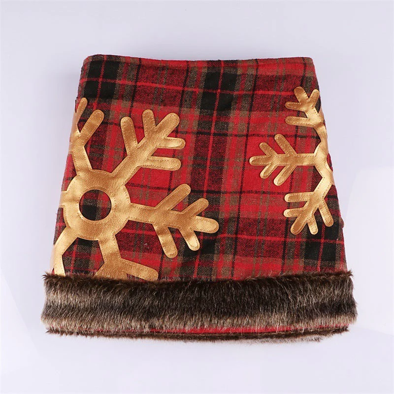 Christmas Tree Skirt Snowflake Checkered Non-woven Decoration - Image 4
