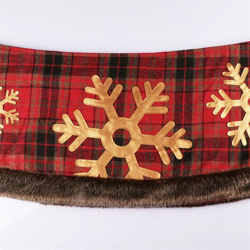 Christmas Tree Skirt Snowflake Checkered Non-woven Decoration - Image 5