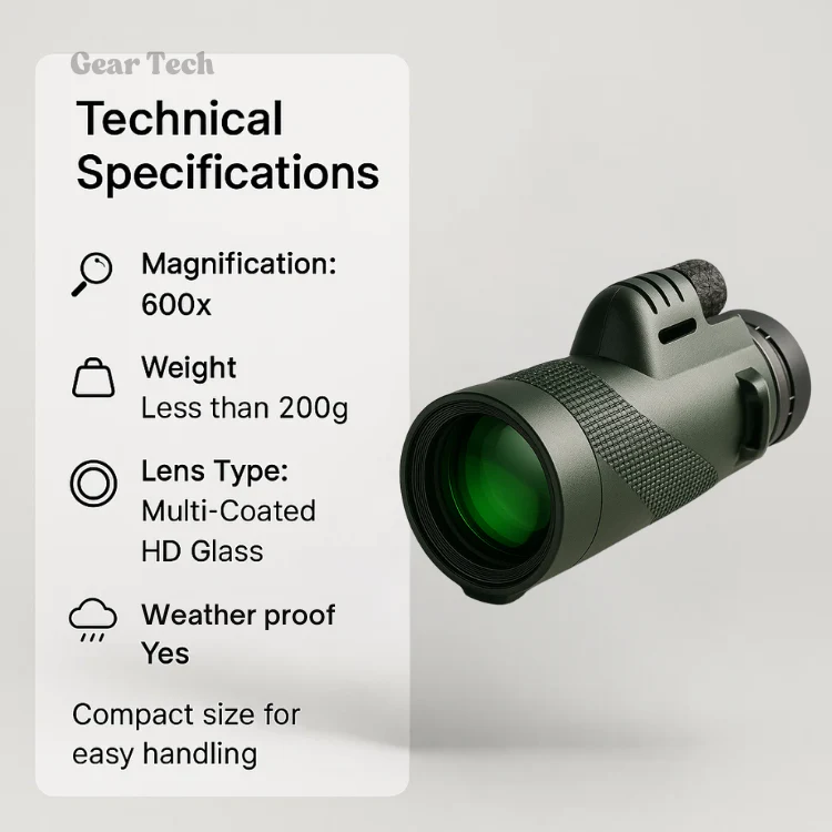 Compact monocular with 45x ultra-zoom | HD lens, lightweight and perfect for hiking, birdwatching and sporting events - Image 2