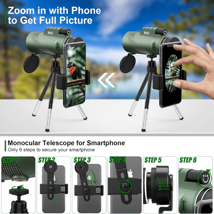 Compact monocular with 45x ultra-zoom | HD lens, lightweight and perfect for hiking, birdwatching and sporting events - Image 6
