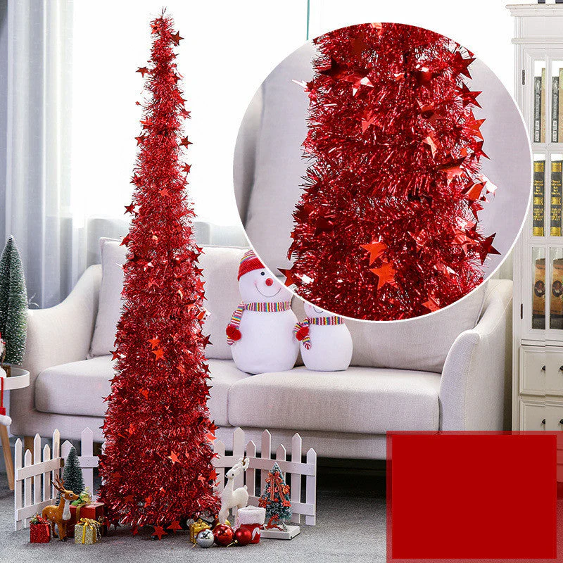 Creative Christmas tree decoration with garlands