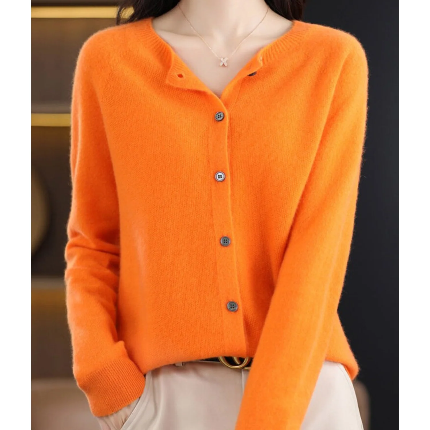 DANIELLE | Women's O-Neck Cardigan - Image 10