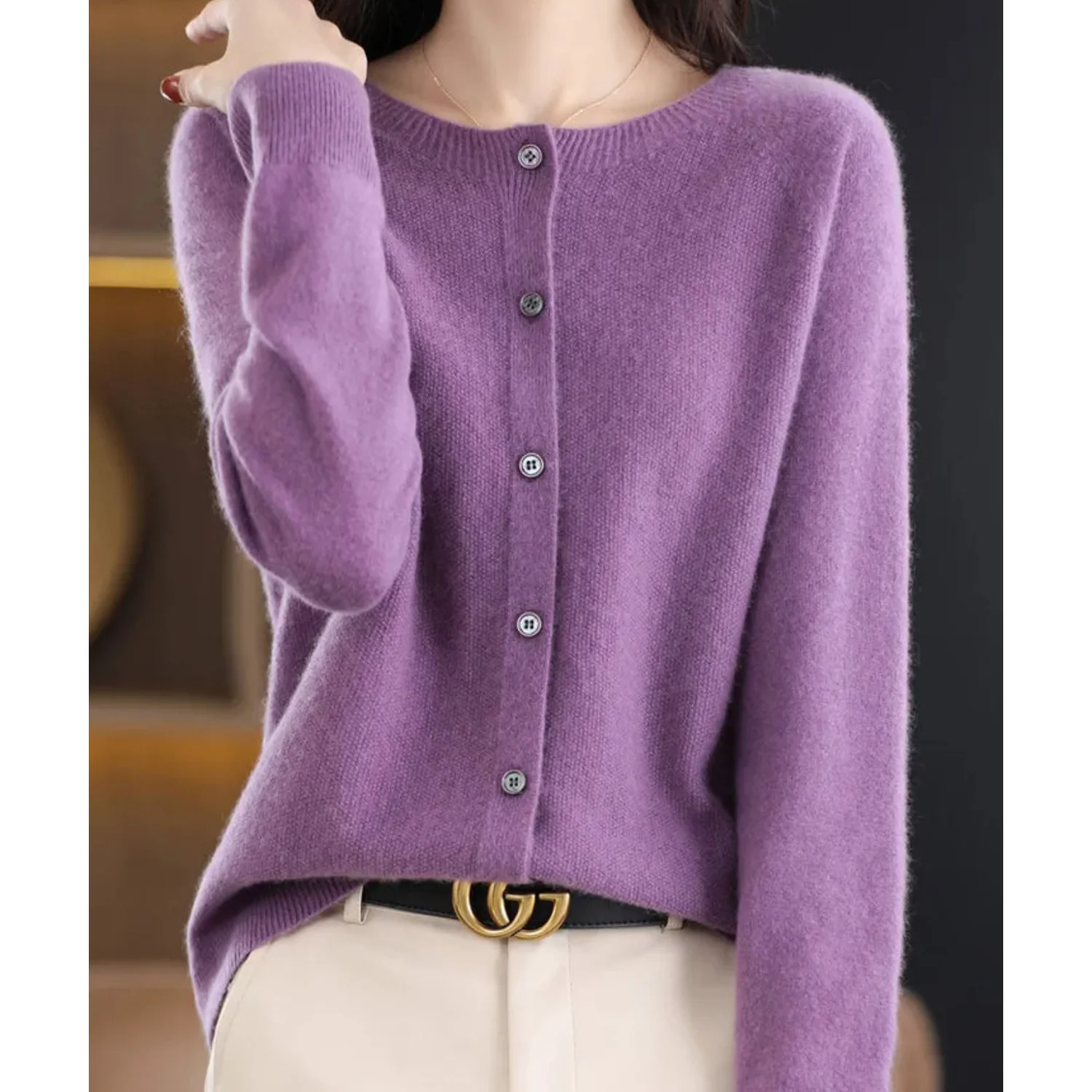 DANIELLE | Women's O-Neck Cardigan - Image 14