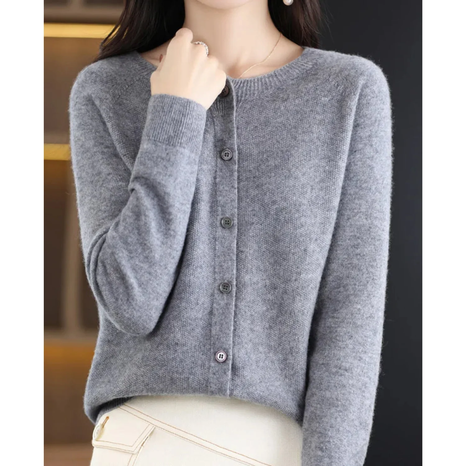 DANIELLE | Women's O-Neck Cardigan - Image 15