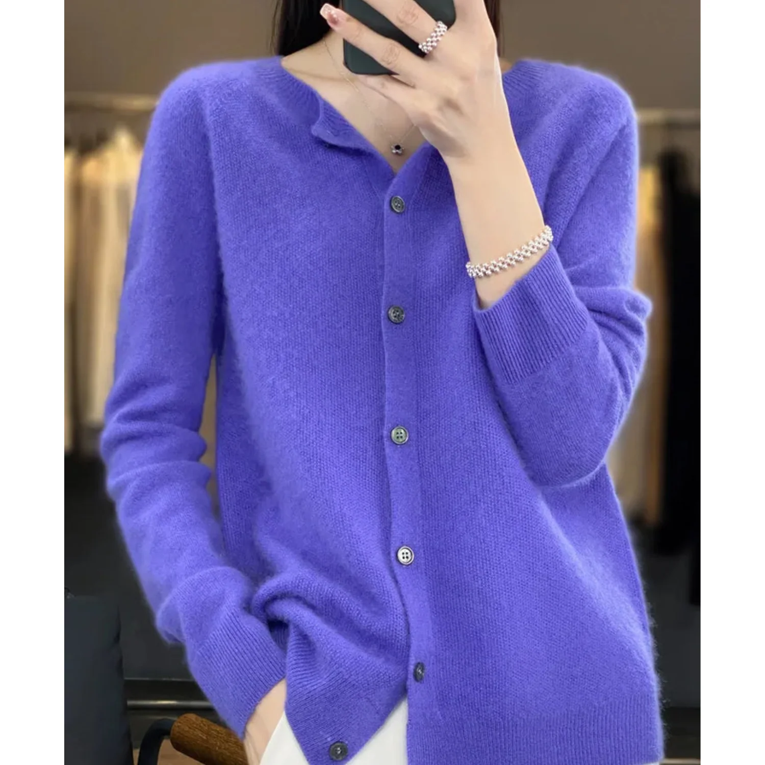 DANIELLE | Women's O-Neck Cardigan - Image 3