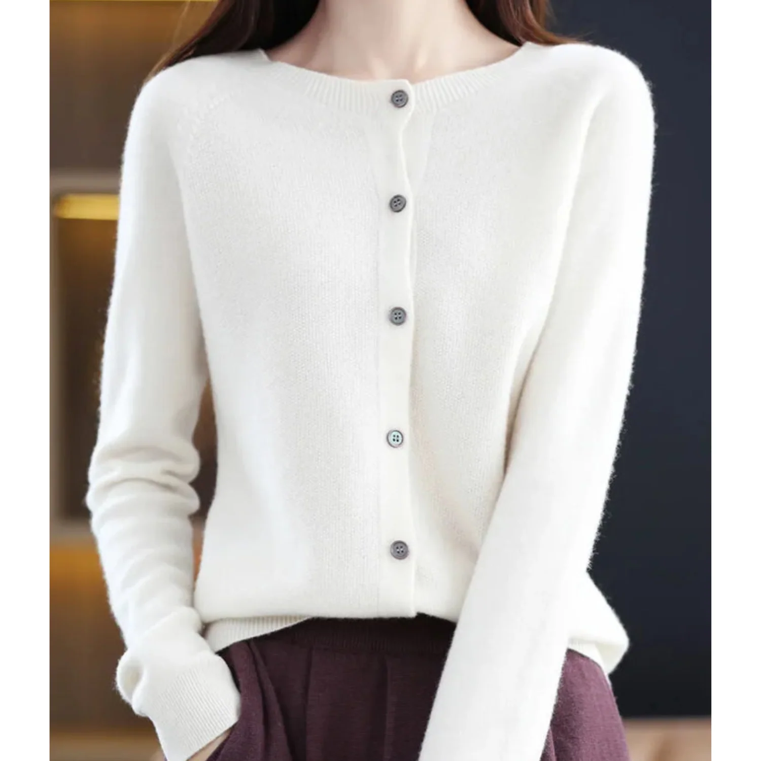 DANIELLE | Women's O-Neck Cardigan - Image 4