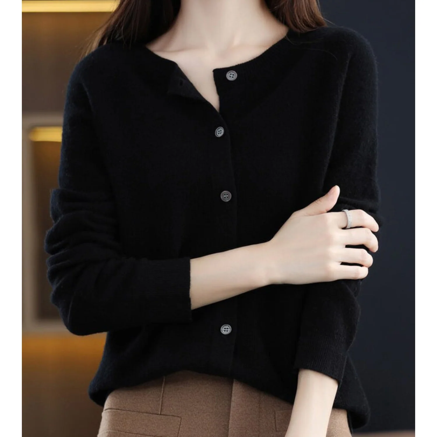 DANIELLE | Women's O-Neck Cardigan - Image 6