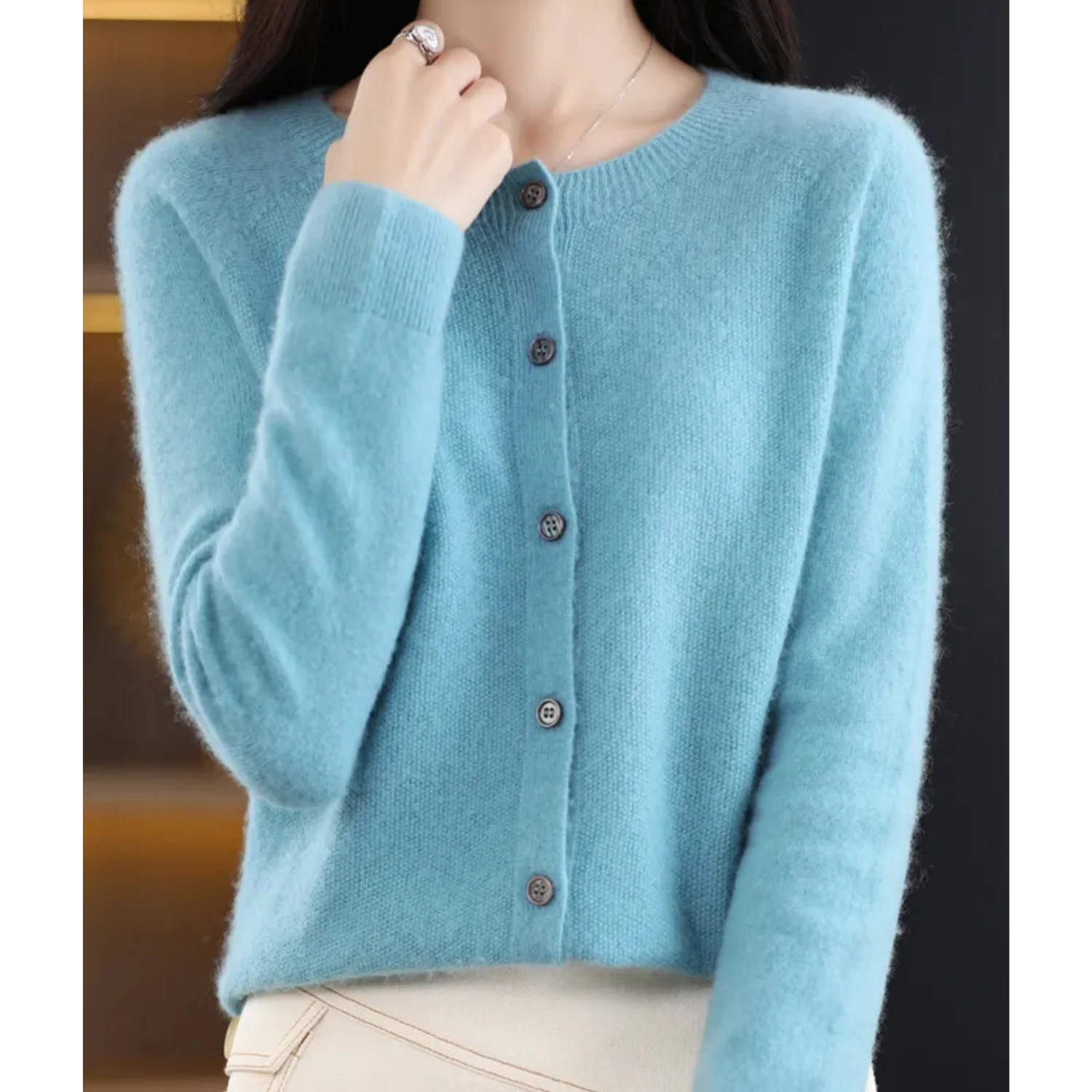 DANIELLE | Women's O-Neck Cardigan - Image 9