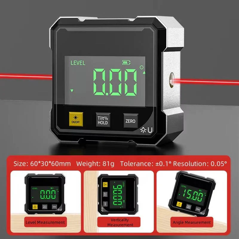 Digital Angle Finder Tool with Laser Level, Magnetic Grip, and USB Rechargeable Battery – Accurate Angle Measuring Tool - Image 3