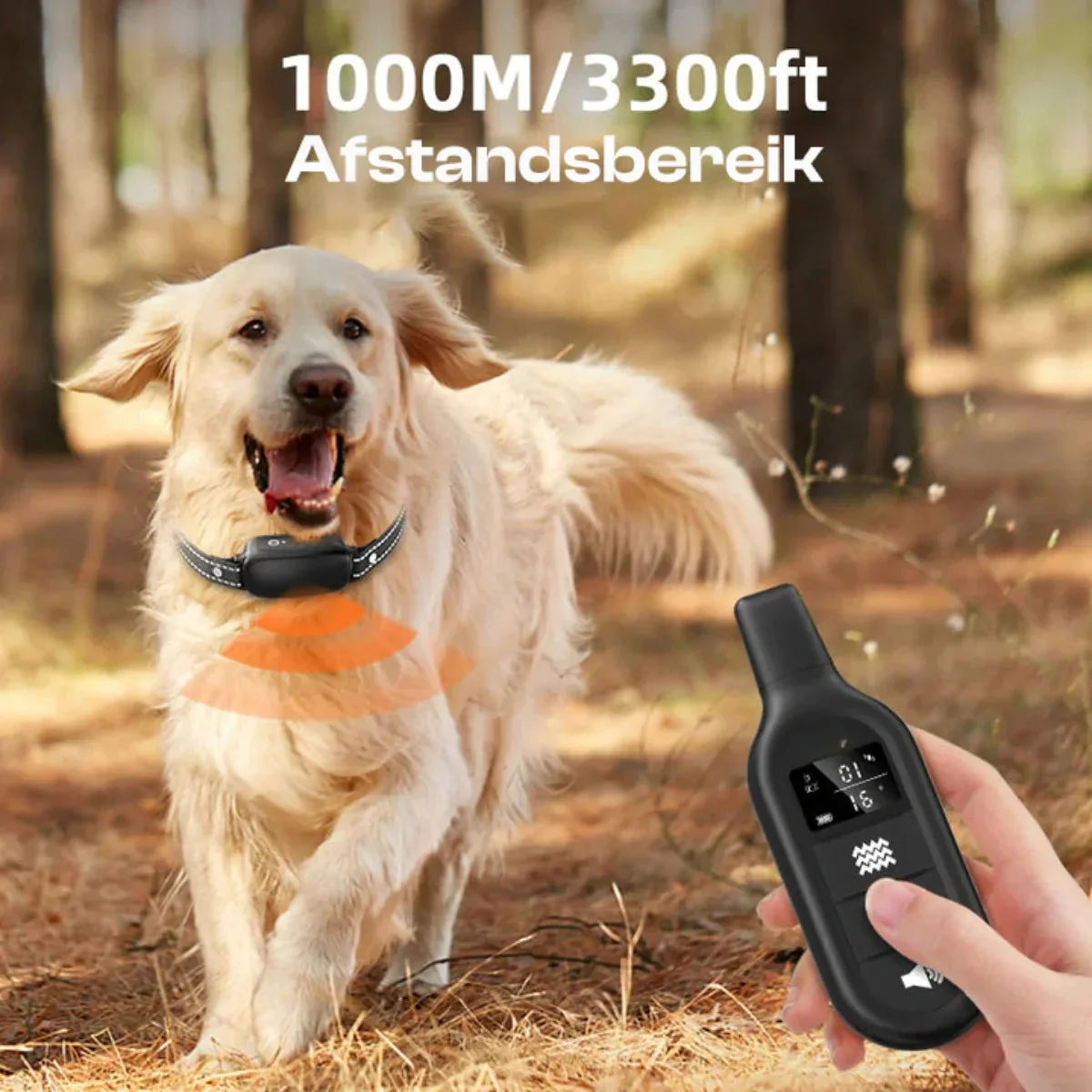 Electric dog training collar with remote control, waterproof, 16 adjustable shock levels, 1000 m range, beep and vibration modes - Image 4