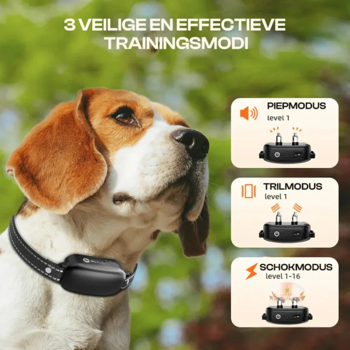 Electric dog training collar with remote control, waterproof, 16 adjustable shock levels, 1000 m range, beep and vibration modes - Image 5