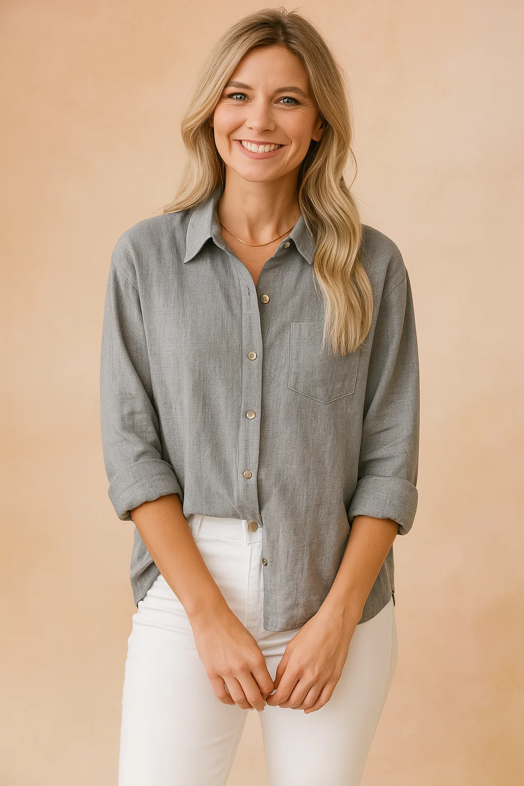 Ellie | Loose-fitting shirt blouse with pocket - Image 2