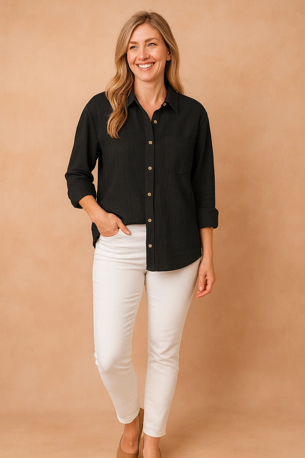 Ellie | Loose-fitting shirt blouse with pocket - Image 4