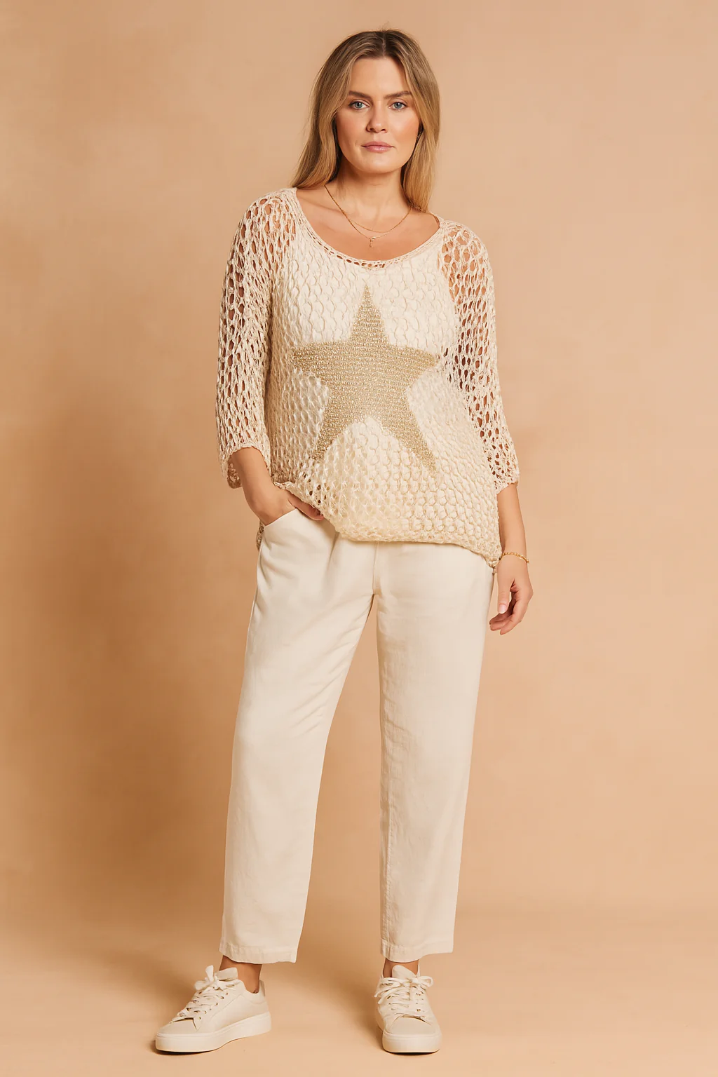 Ewa | Openwork Blouse with a Glamorous Star - Image 3