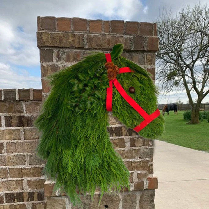 Farmhouse Double Horse Head Christmas Wreath Decoration Simulation Pine Branches - Image 4