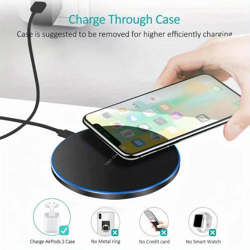 Fast wireless charger - 15W induction charging pad for iPhone and Android devices, elegant design, wireless convenience - Image 4