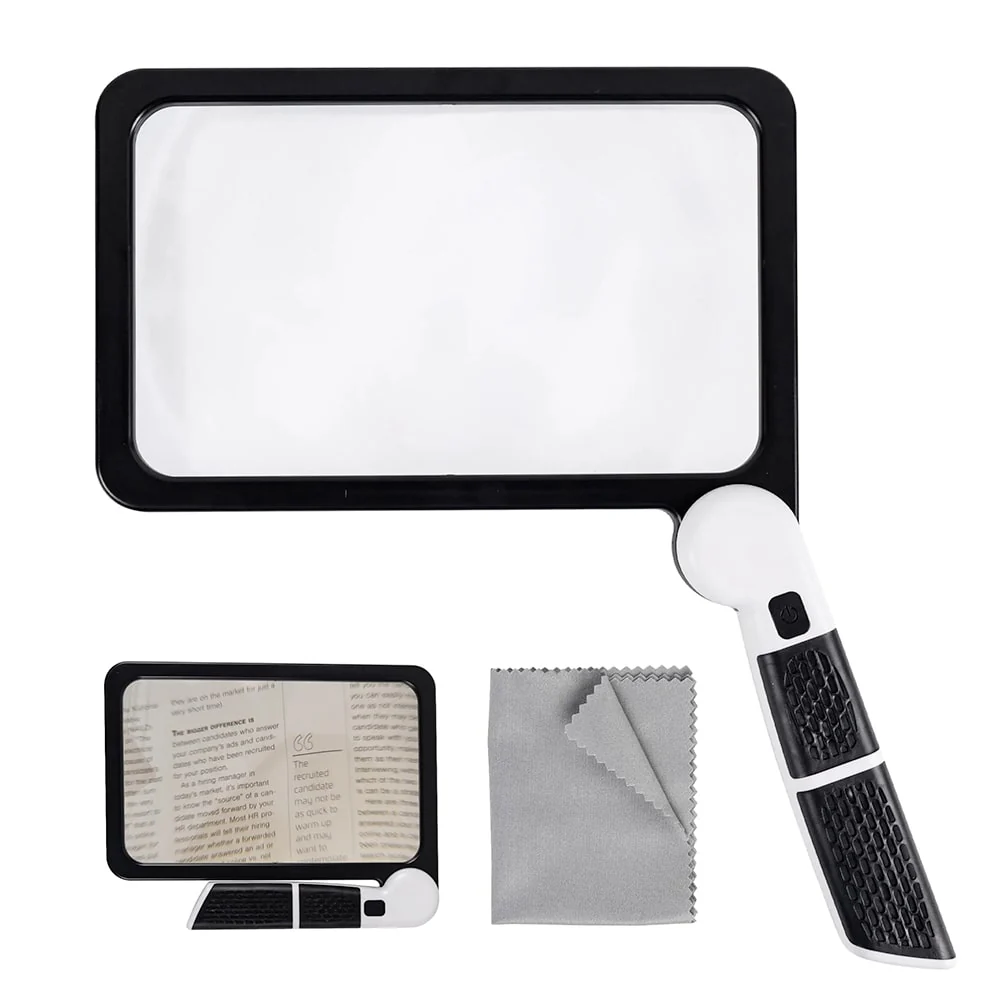 Full Page Handheld Magnifying Glass 5x Magnification, LED Lighted Magnifying Glass with 3 Modes, Ideal for Reading Books and Seniors - Image 4
