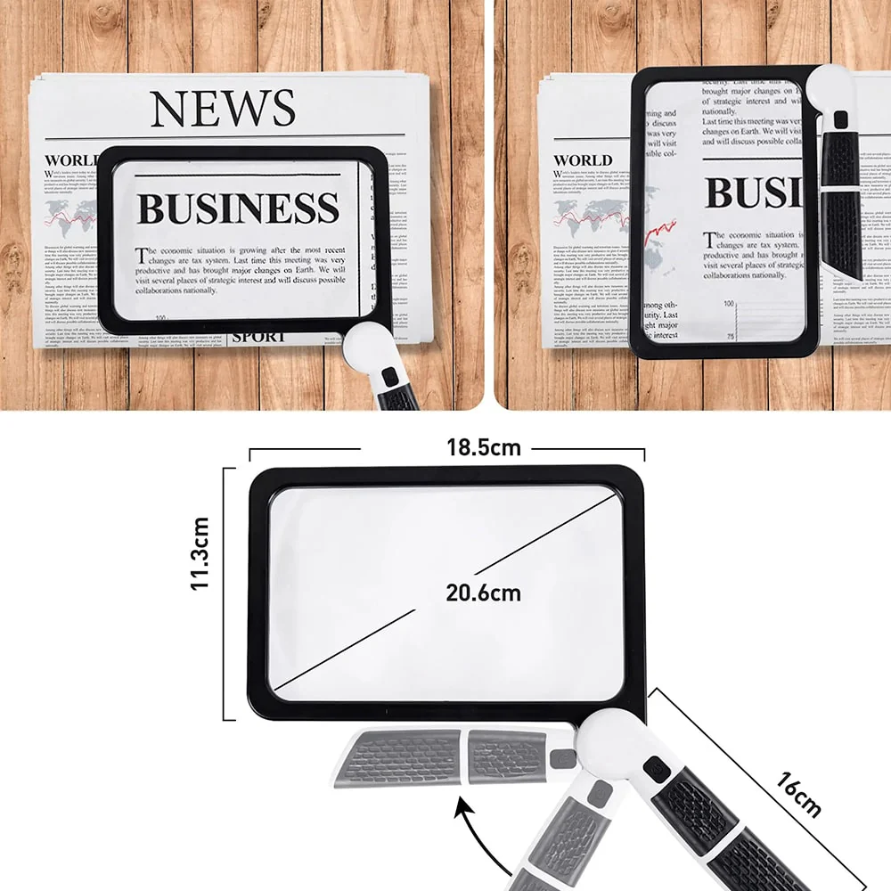 Full Page Handheld Magnifying Glass 5x Magnification, LED Lighted Magnifying Glass with 3 Modes, Ideal for Reading Books and Seniors - Image 5