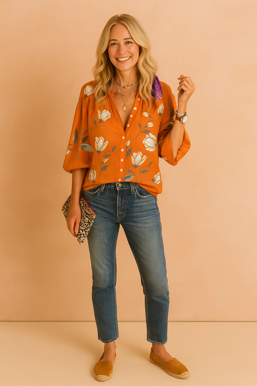 Gardenia | Floral Button-Down Neck Blouse - Image 3