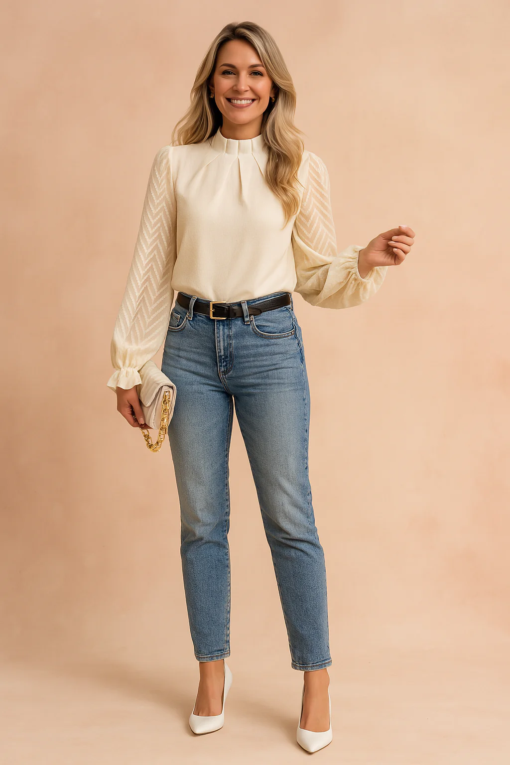 Georgia | Stylish Blouse with Sheer Sleeves - Image 3