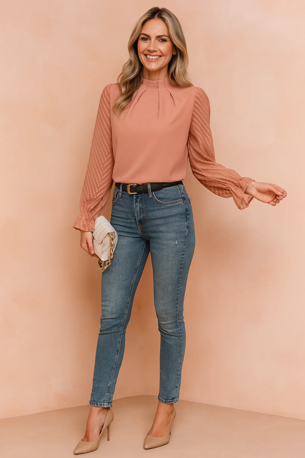 Georgia | Stylish Blouse with Sheer Sleeves - Image 4