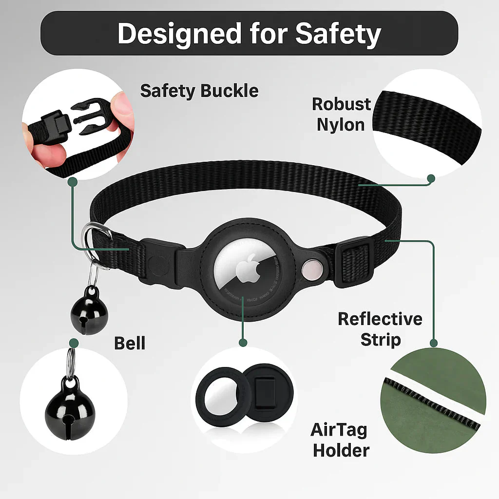 GPS Cat Tracker Collar with Quick Release, Reflective Design, Durable Nylon for Outdoor Safety and Comfort - Image 3