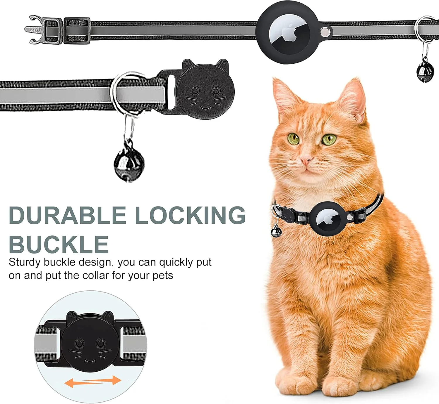 GPS Cat Tracker Collar with Quick Release, Reflective Design, Durable Nylon for Outdoor Safety and Comfort - Image 4