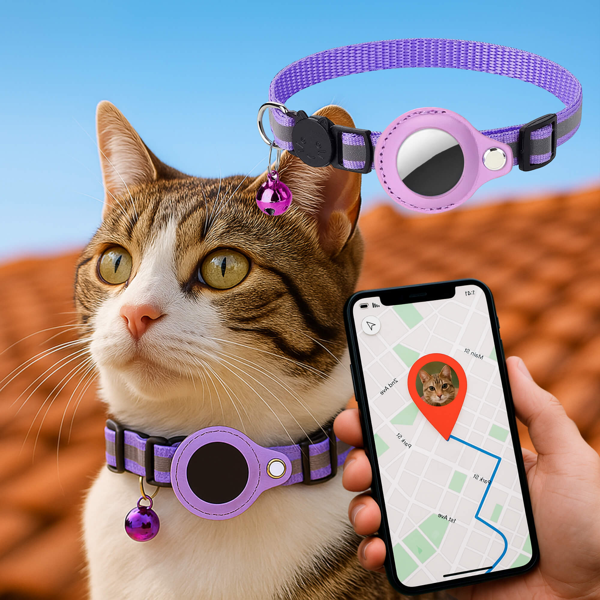 GPS tracker collar for cats | Quick-release fastener, reflective design and durable for safe outdoor adventures - Image 10