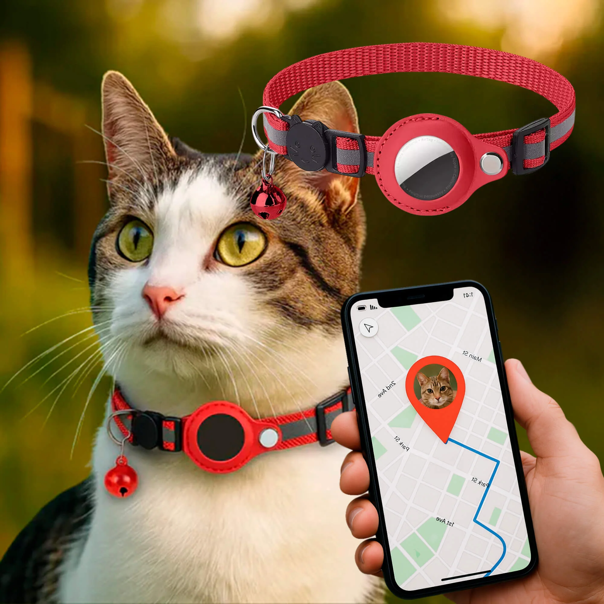GPS tracker collar for cats | Quick-release fastener, reflective design and durable for safe outdoor adventures - Image 13