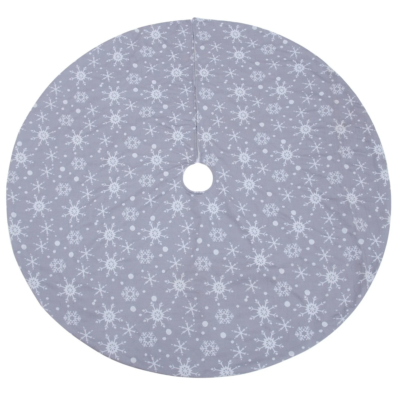 Gray background white snowflake tree skirt costume props