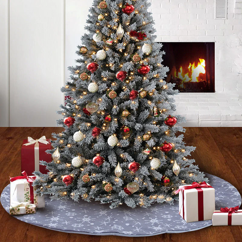 Gray background white snowflake tree skirt costume props - Image 2