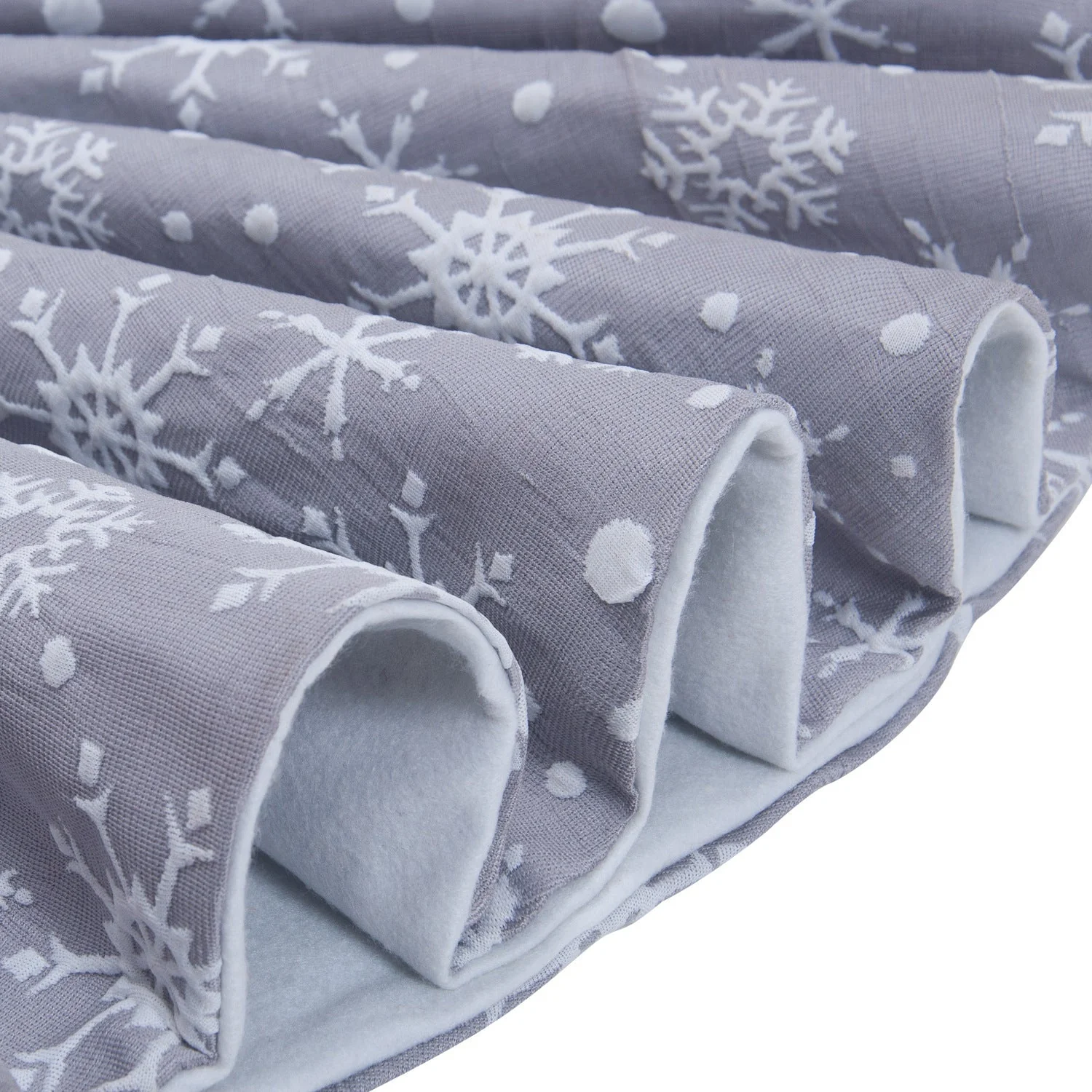 Gray background white snowflake tree skirt costume props - Image 3
