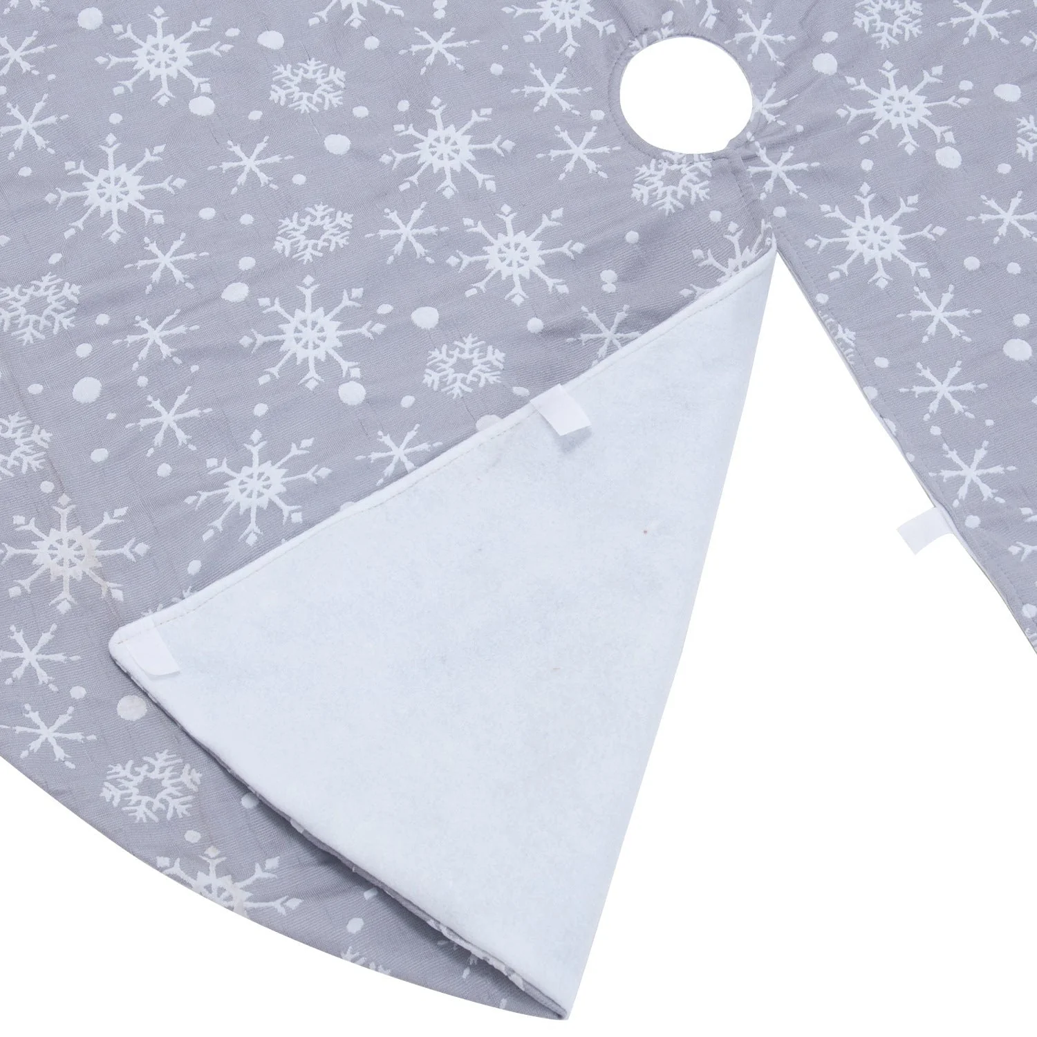 Gray background white snowflake tree skirt costume props - Image 4