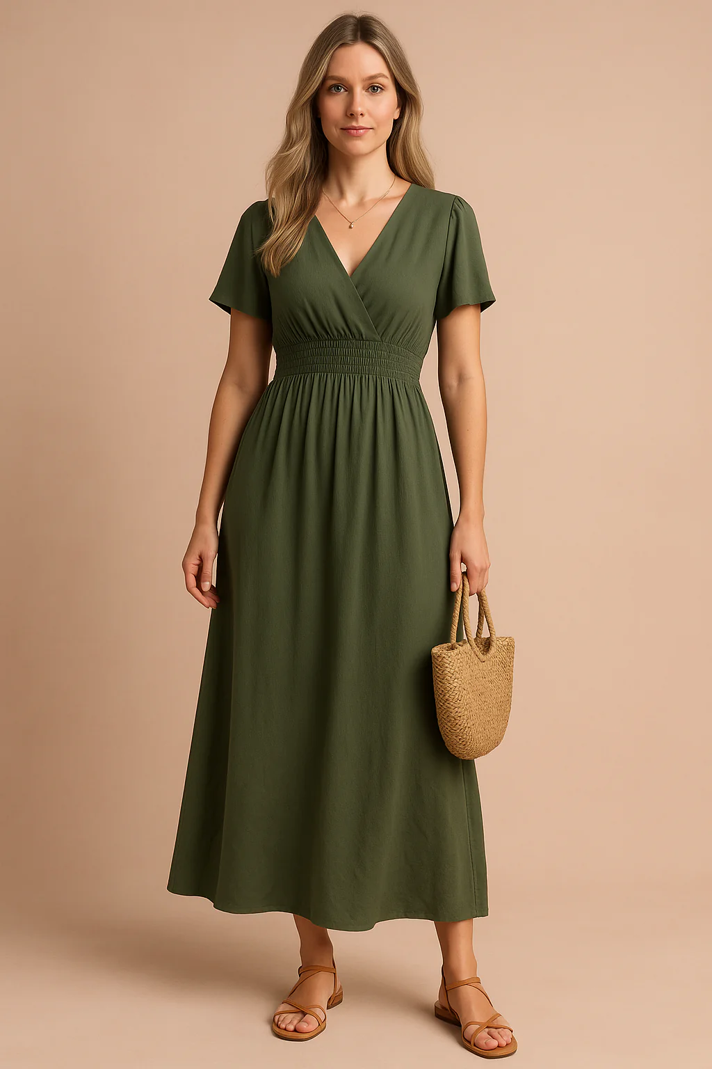 Heather | Long Boho Dress with V-Neck
