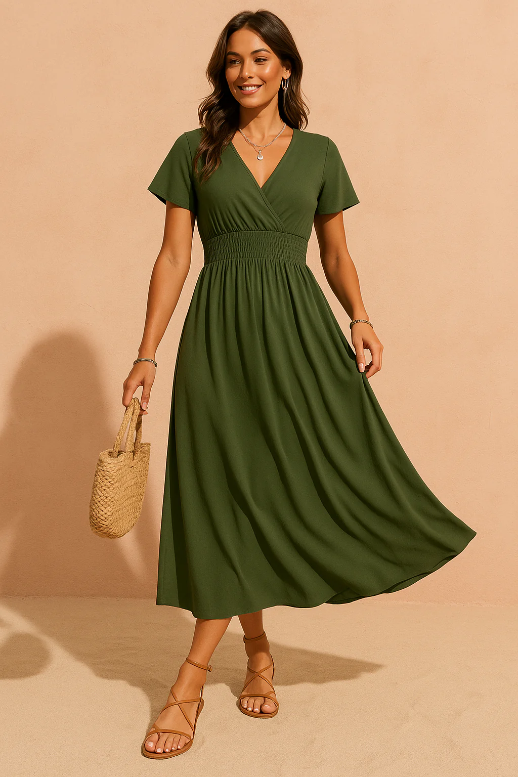 Heather | Long Boho Dress with V-Neck - Image 2