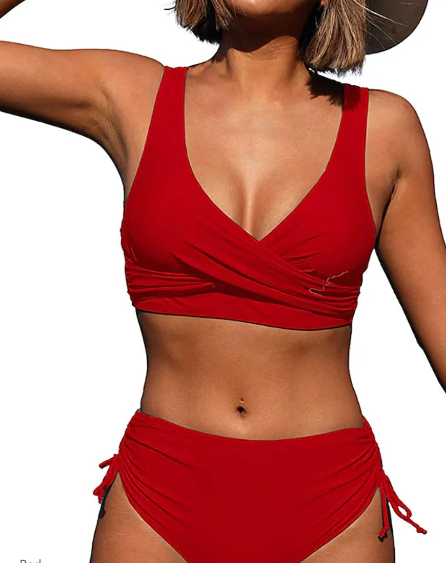 High-waisted bikini set with adjustable straps and timeless design - Image 2