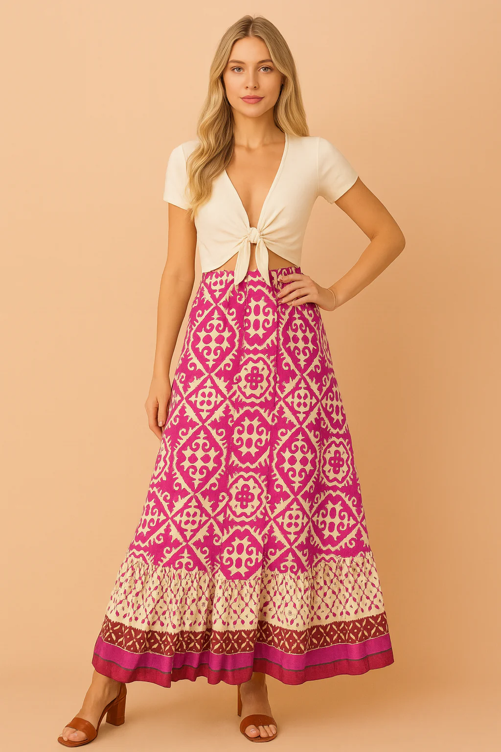 Izzy | Long Summer Skirt in Retro Boho Style - Image 4