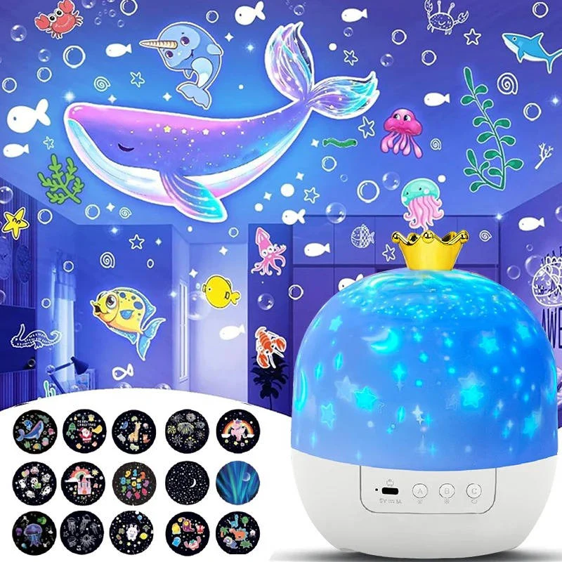 Kids Projector Night Light with Remote Control – 6 Magical Scenes, 5 Color Options, Rotating Light for Soothing Bedtime Experience