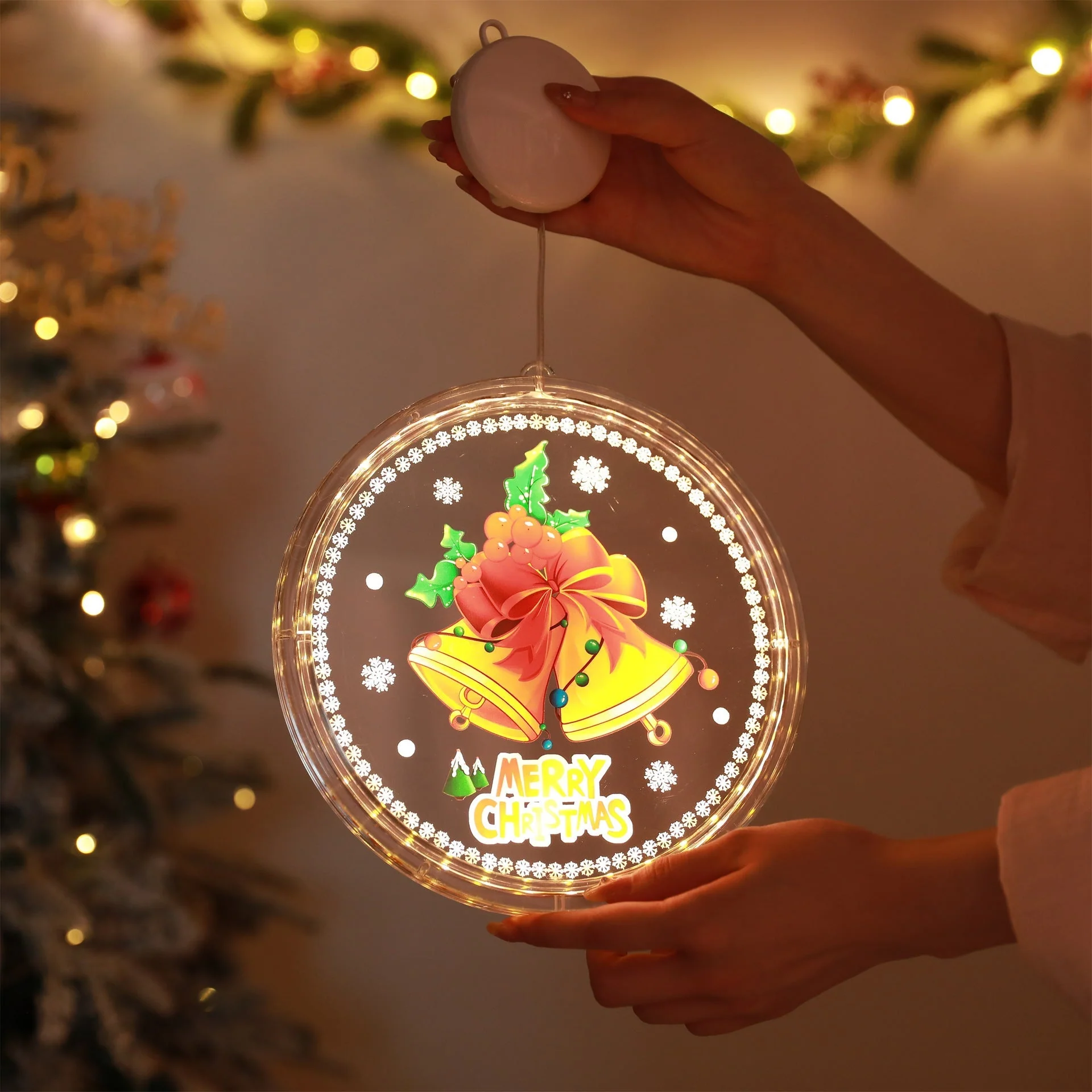 LED light chain, hanging lamp, bell, snowflake, moose, decorative festoon lamp