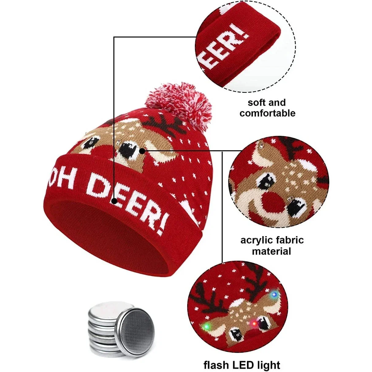 Light Up Christmas Hat with Colorful LED Lights – Stretchy Knit Beanie for All Ages and Holiday Celebrations - Image 4