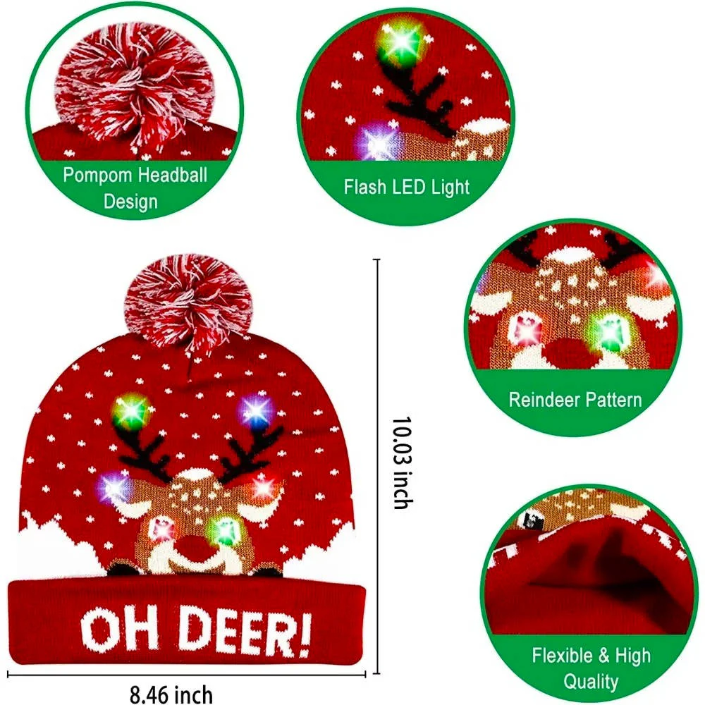 Light Up Christmas Hat with Colorful LED Lights – Stretchy Knit Beanie for All Ages and Holiday Celebrations - Image 5