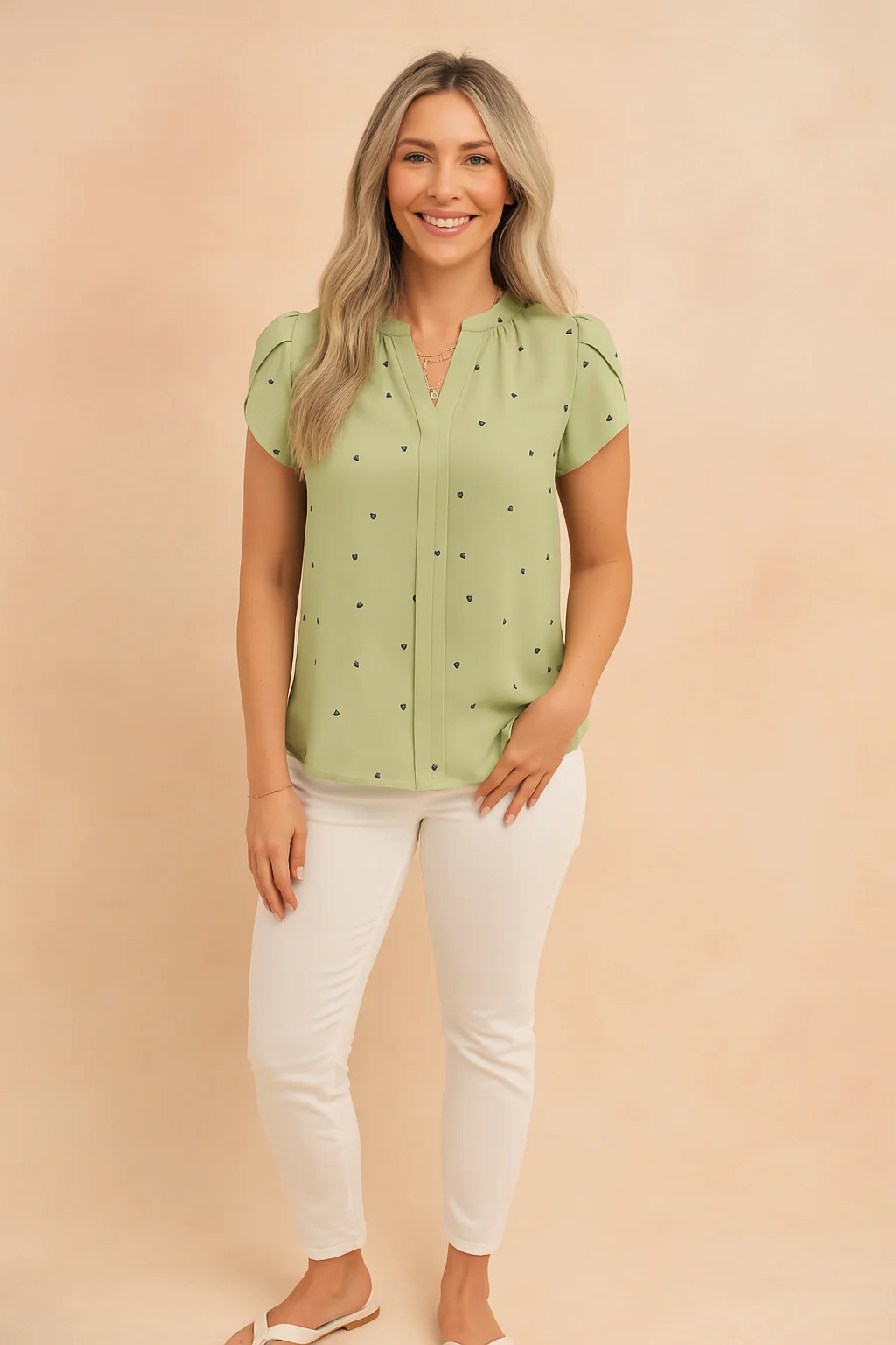 Livia | Girly blouse with a heart motif - Image 2