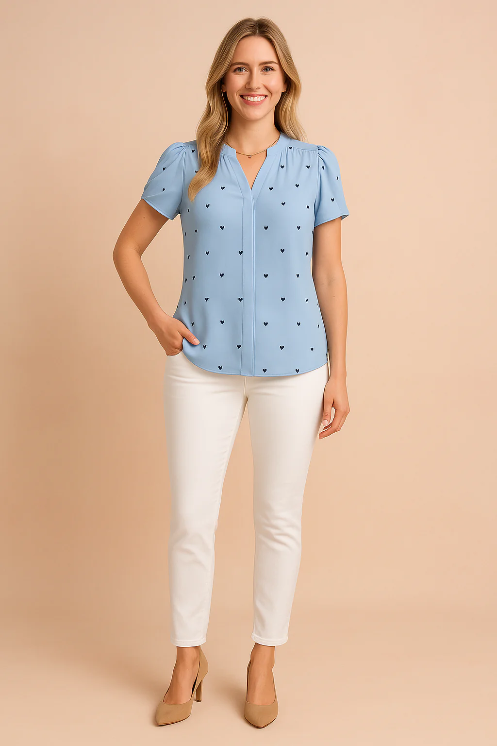 Livia | Girly blouse with a heart motif - Image 3