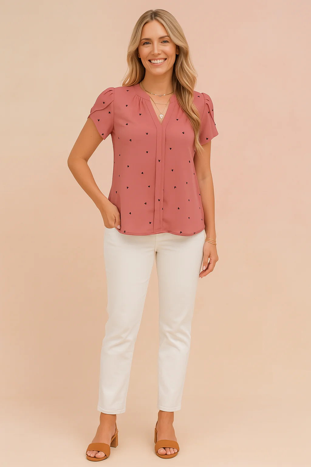 Livia | Girly blouse with a heart motif - Image 4