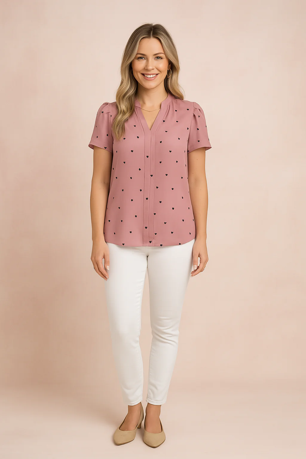 Livia | Girly blouse with a heart motif - Image 6