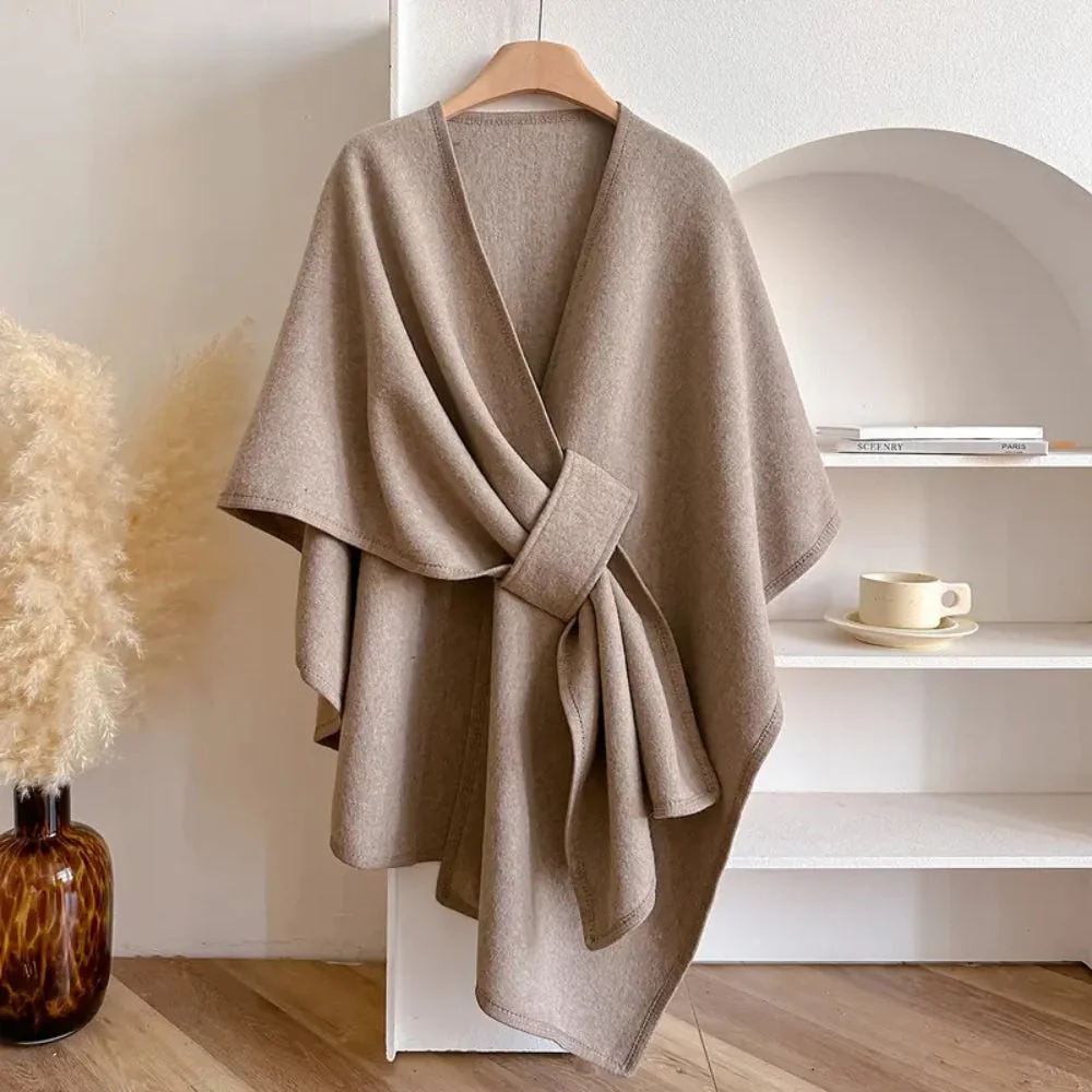 Luxurious poncho - windproof scarf coat
