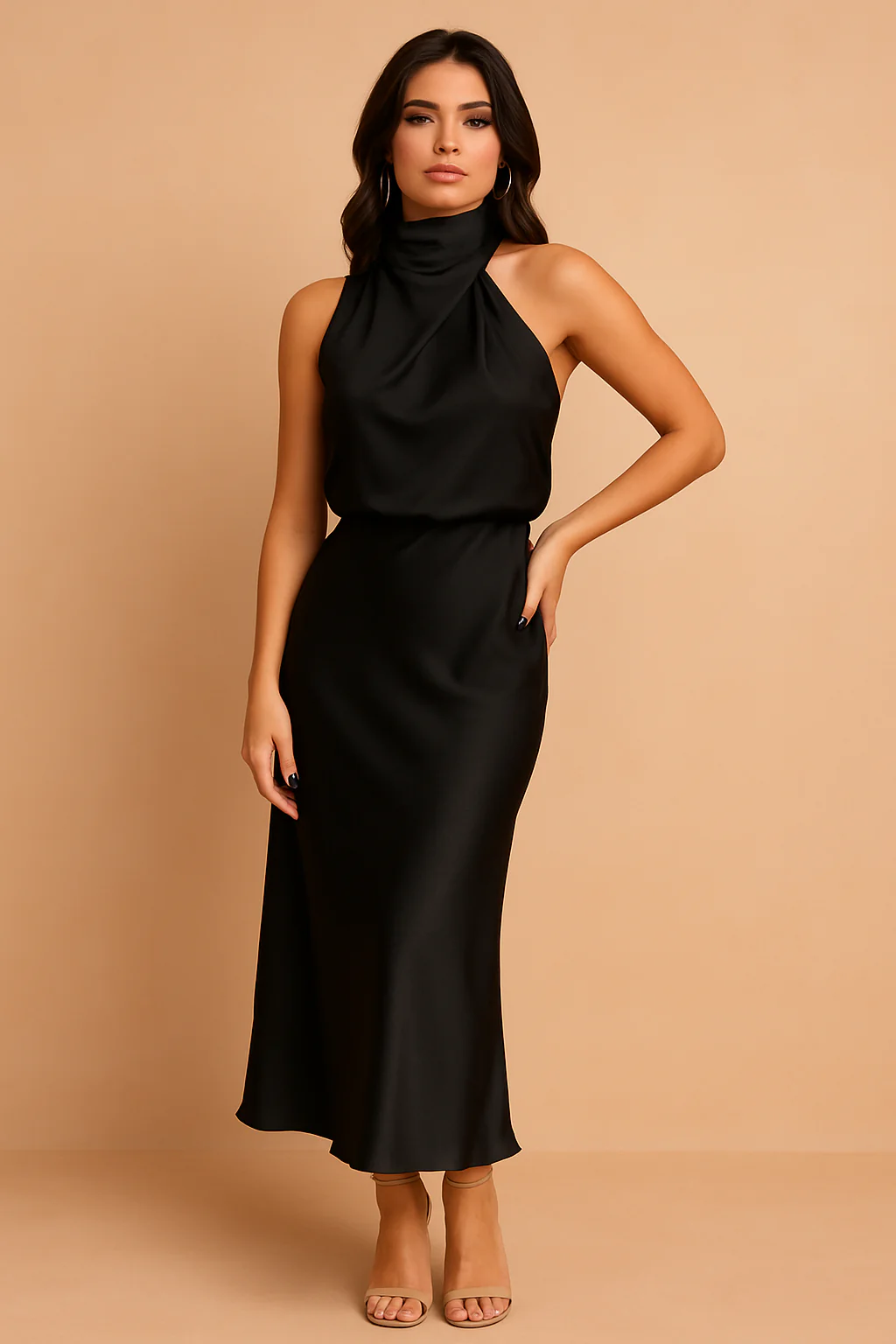 Madelyn | Elegant Women's Draped Midi Dress - Image 4